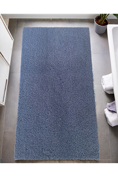 esdekor Prizma Home Bukle Halı Lacivert 80 x 150 cm Yumuşak Kaymaz Taban Yıkanabilir Banyo Salon Mutfak