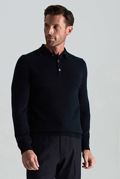 Hemington Polo Yaka Saf Kaşmir Lacivert Kazak