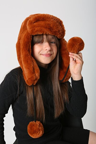 FELLMENS Girl's Tile Plush Pompom Beret Hat - with Headphones