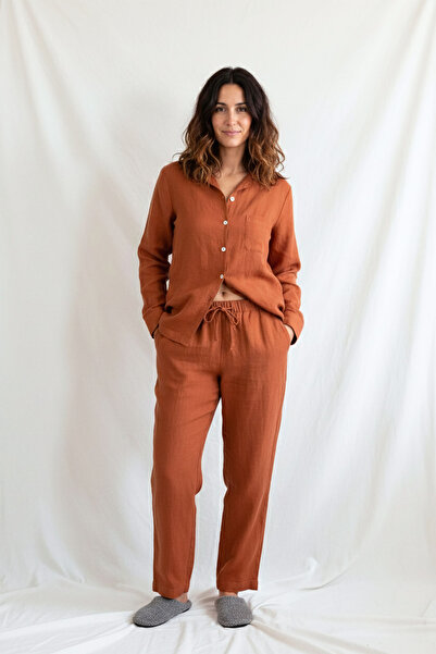 JOJOMIA Lona Kadın Pijama Takım Kiremit