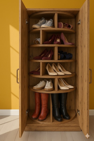 MukoToys 360° Dönen Dolaplı Ayakkabı Rafı 7 Basamaklı Beyaz Mdf