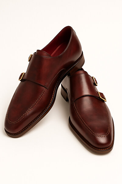 Deriderim Hakiki Deri Çift Tokalı Klasik Erkek Ayakkabı