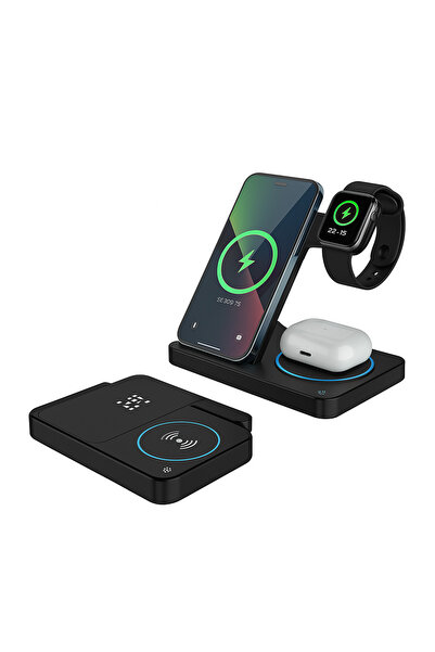 TEHNOSHOP 3 in 1 fast wireless charging station, phone, watch, headphones