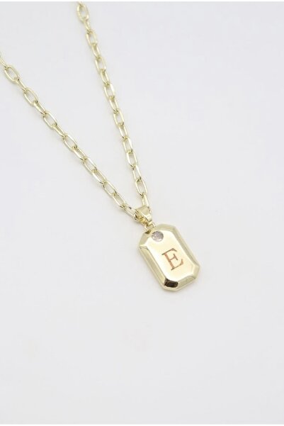TUĞÇE TURAP 14K Çelik Harf Kolyeler – E harfi (60 cm)