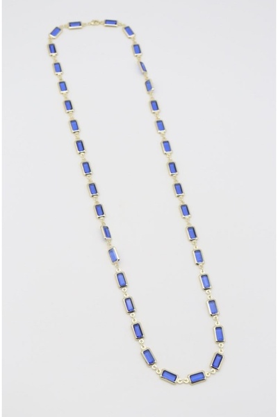 TUĞÇE TURAP 14K Çelik Y Harf veya Normal Kullanılan Taşlı Kolye (Mavi – Siyah...