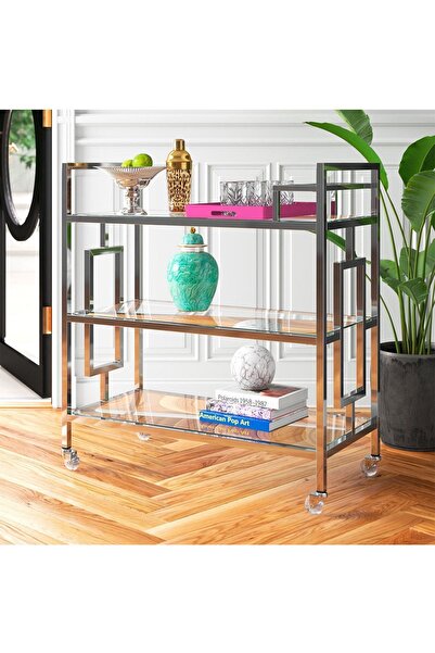 Hitit Dekorasyon Ruby Paslanmaz Metal Servis Arabası