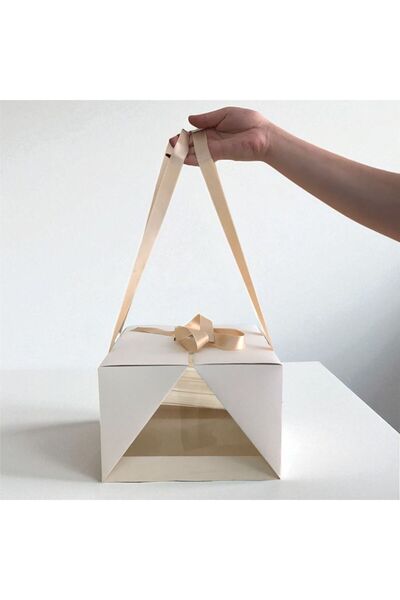 Ambalaj Modacısı YAŞ PASTA KUTUSU VE ALTLIĞI - 6-8 KİŞİLİK LADY CAKE BOX BEYAZ ( 5 ADET ) ( 23X23X15 CM )