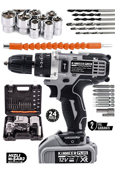 Jetta Power Tools KİMMEER PLUS Profesional 58 Vf Çelik Şanzıman 24 Parça Şarjlı Matkap Set