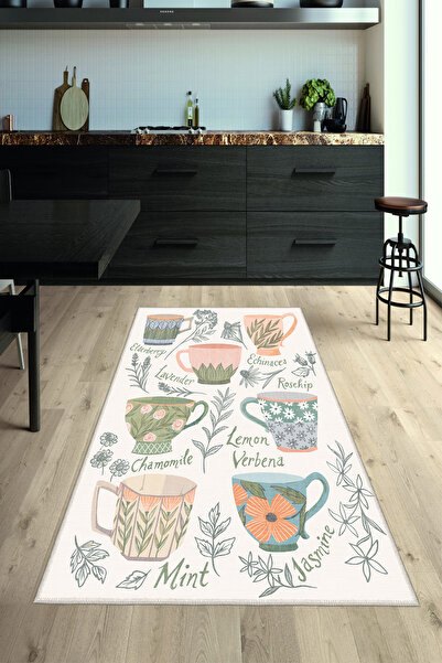 Homefesto Dekoratif Özel Tasarım, Pamuklu Dokuma Taban, İnce, Kaymaz Taban, Y...