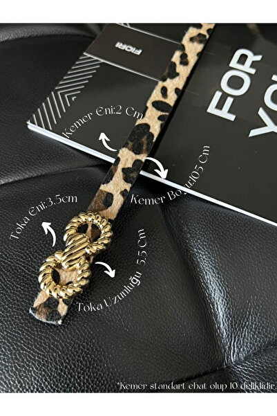 Fiori Cureaua leopard subtire cu catarama aurie, centura pentru haina, centur...