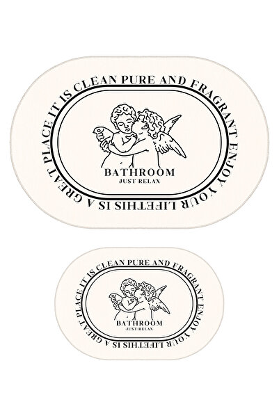 Homefesto Special Design, Non-Slip Base, Thin, Washable, Modern Bathroom Mat Set - 60x100 cm & 40x60 cm