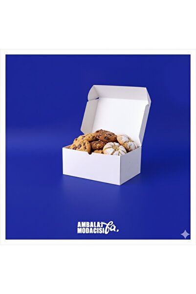 Ambalaj Modacısı Kurabiye Kutusu ( 25 Adet ) Çok Amaçlı Kutu Küçük Boy Beyaz ( 15x11x6 Cm )