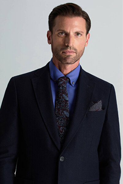 Hemington Desenli İpek Yün Karışım Bordo Örgü Kravat