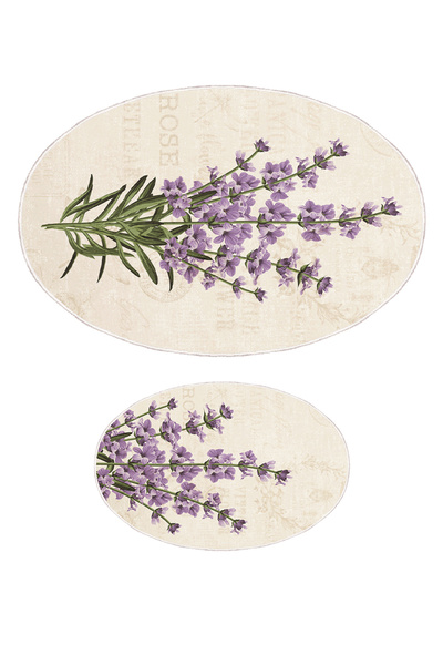 Homefesto طقم سجادة حمام رفيعة حديثة قابلة للغسل مكونة من قطعتين مع قاعدة مزخرفة غير قابلة للانزلاق / 50x60 سم و 60x100 سم