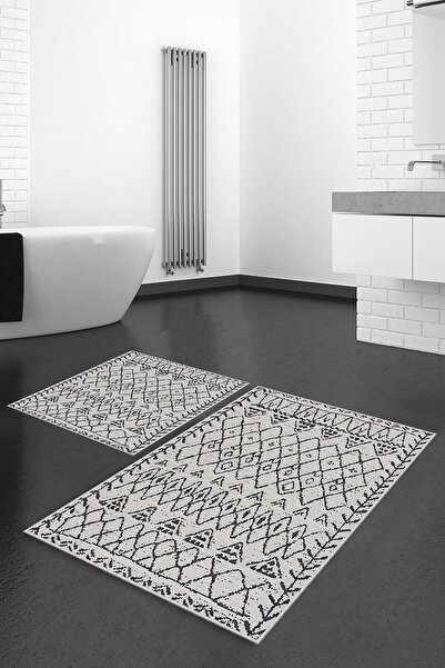 Homefesto طقم سجادة حمام ديكورية رفيعة حديثة قابلة للغسل مكونة من قطعتين / 40 × 60 سم و 50 × 80 سم