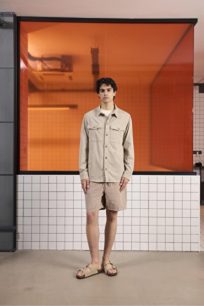 GMG FIRENZE Ανδρικό εξωτερικό πουκάμισο από ύφασμα μολεσκίνης κανονικής εφαρμ...