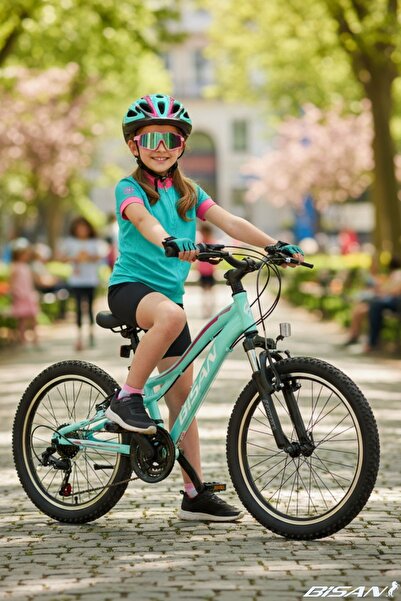 Bisan Gazelle Çocuk Bisikleti 30 Cm V 24 Jant 18 Vites Turkuaz Koyu Pembe