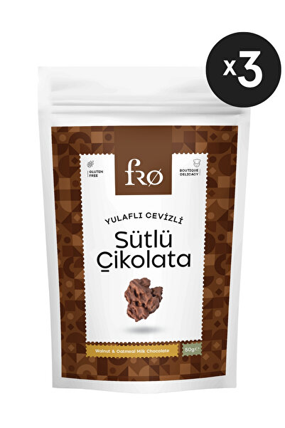 FRO 3'lü Yulaflı Cevizli Sütlü Çikolata Glutensiz Sağlıklı Atıştırmalık 3x50gr