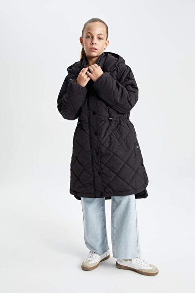 DeFacto DFC - Υδατοαπωθητικό, μακρύ παλτό Parka με κουκούλα για κορίτσια