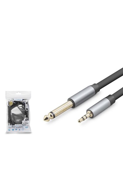 HADRON HDX1079 كابل جاك ستيريو 3.5 ملم إلى 6.35 ملم بطول 1.5 متر أسود