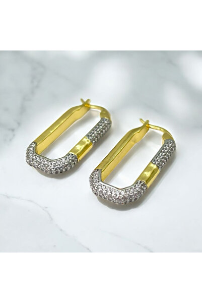 Bumu Design Zircon Stone Geometric Steel Earrings