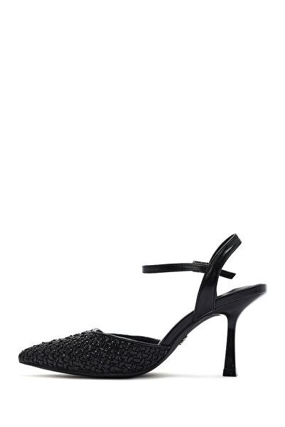 Derimod Women's Black Ankle Buckle Braided Thin Heeled Shoes 25Sfe493214