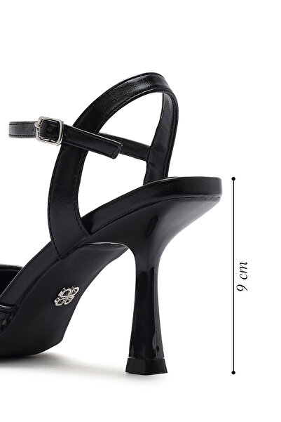 Derimod Women's Black Ankle Buckle Braided Thin Heeled Shoes 25Sfe493214