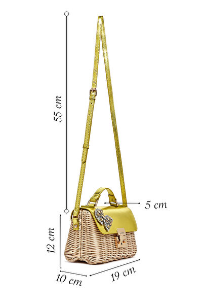 Derimod Women's Yellow Accessory Long Strap Straw Crossbody Bag 25Sbd275814