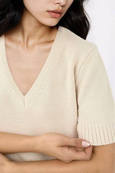 Hiccup Pulover tricot cu mâneci scurte cu decolteu în V