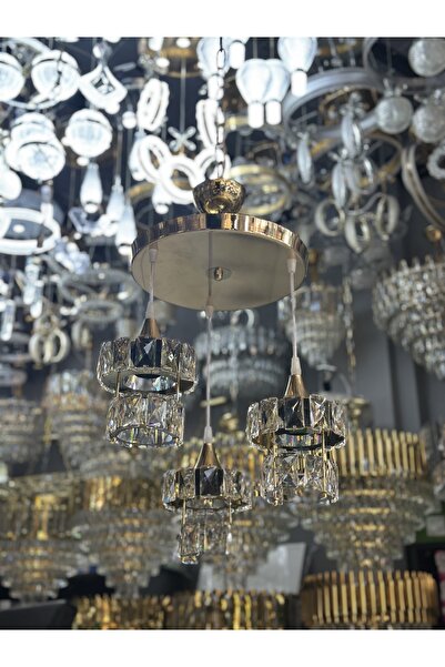 Avize 30 CM 3 AMPÜLLÜ KRİSTAL LÜX ANTRE AVİZESİ
