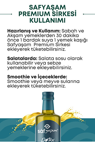 Safyaşam Premium Mix Kayısı,Sandaloz Sakızı,Kinoa Tohumu İçeren Premium Sirkesi Suyu 250ml