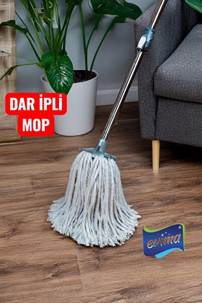 EVİMA Dar Uçlu İpli Tüm Vidalı Saplara Uyumlu Püskül İpli Mop Ucu