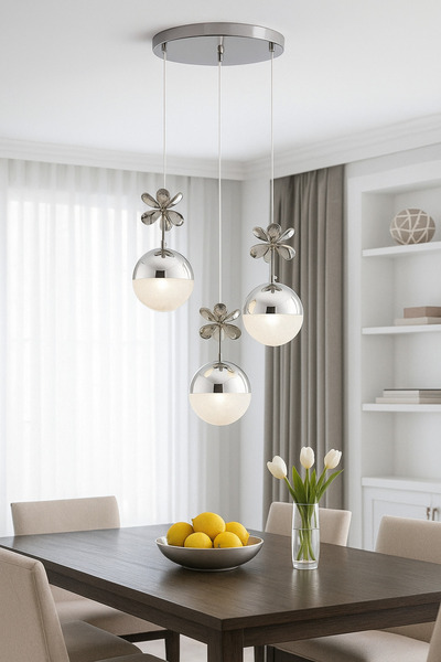 lüx aydınlatma Modern Krom Cam Avize – Parlak ve Zarif Aydınlatma Deneyimi Ya...