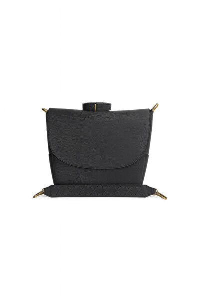 HBS Kadın Hakiki Deri Kilitli Kapaklı Fermuarlı Omuz Çantası