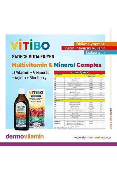 Dermovitamin Vitibo Arjinin Vitamin ve Mineral İçeren Çocuk Şurubu 150 ml