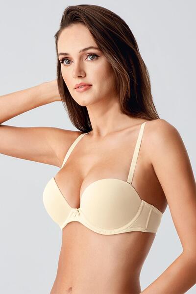 C&City Mélyen kivágott dupla push-up pánt nélküli melltartó C17040 Skin