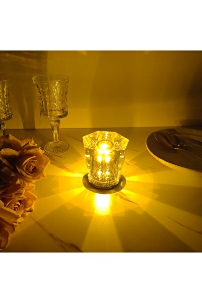 Home Type A - Kristal Cam Dokunuşlu Romantik Masa Lambası