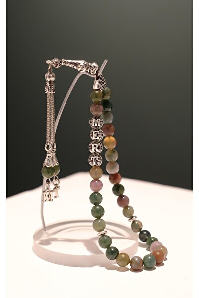 QELA COLLECTION Kişiye Özel İsimli Harfli Doğaltaş Akik Tesbih – Ahşap Kutusu...