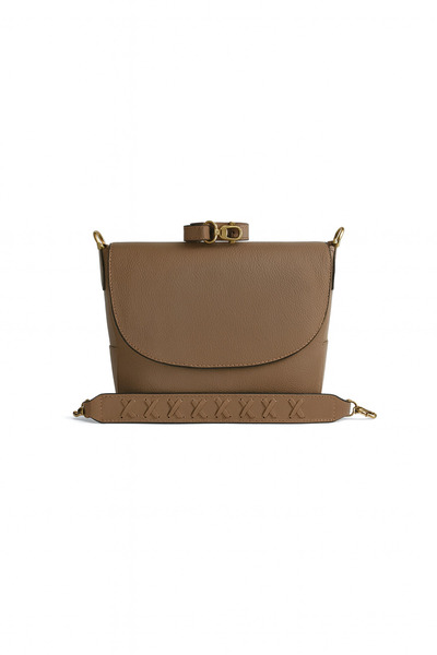 HBS Kadın Hakiki Deri Kilitli Kapaklı Fermuarlı Omuz Çantası