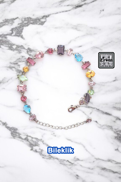 Miss TBee Zirkon Taşlı Çelik Bileklik - Çok Renkli Gümüş