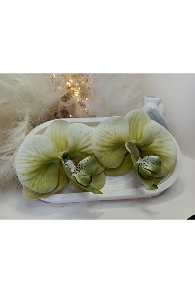 QERMA Korean Kore Tarzı Orkide Küpe Zr Küpe Büyük Haki Çiçek Küpe Çiçekli Küpe