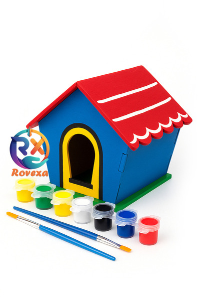 Rovexa Ahşap Oyuncak Kuş Evi ve Ev Boyama Seti, Ahşap Boyama Evi, Ahşap Oyuncak Yapboz Kuş Evi