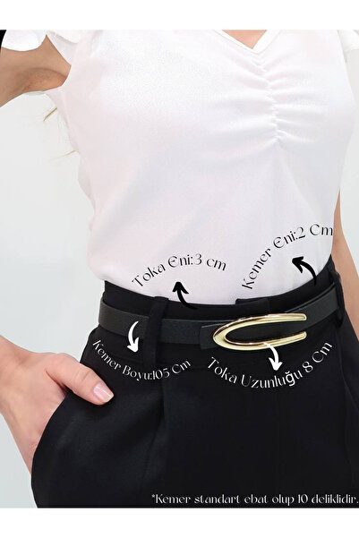 Fiori Uzun Tokalı Ince Kadın Kemeri, Ceket Kemeri, Gömlek Kemeri, Elbise Kemeri