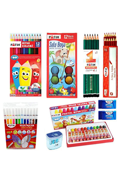Genel Markalar Fatih Okul Kırtasiye Seti Pastel+Sulu+Kuru+Keçeli Kalem FATİHSET2