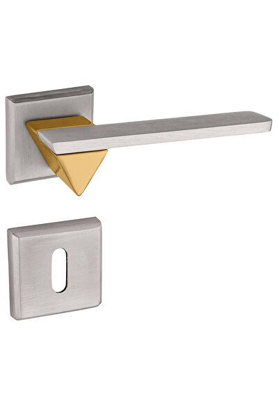 zerafev Larua Kare Rozetli Alüminyum Kapı Kolu (Oda/Yale/WC) Saten - Mat Altın