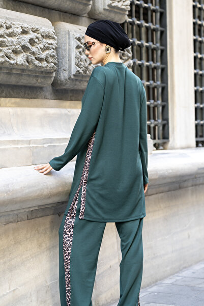 dilber fashion Leopard Garnili Double Face Cotton Lycra Double-Sided Tracksuit Set