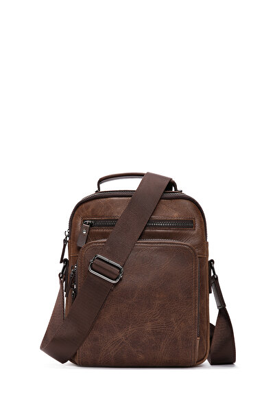 Derimod Men's Brown Crossbody Leather Bag - 22wbd 350318