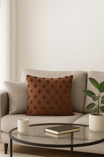 zümal tekstil tasarım غطاء وسادة مزخرف من الكتان المنقط من Tufting (بلاط ملون)