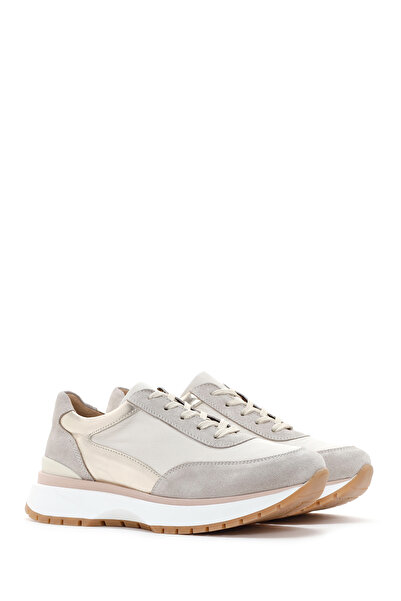Derimod Women's Beige Lace-Up Leather Sneaker 24Wfd370414