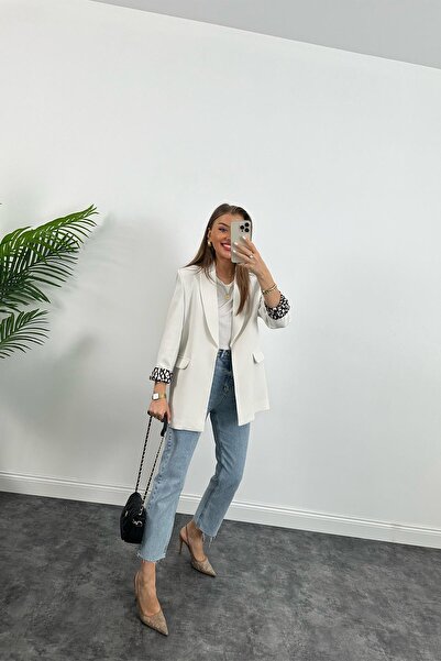 Lady Pixie Kadın Leopar Desenli Astarlı Blazer Ceket